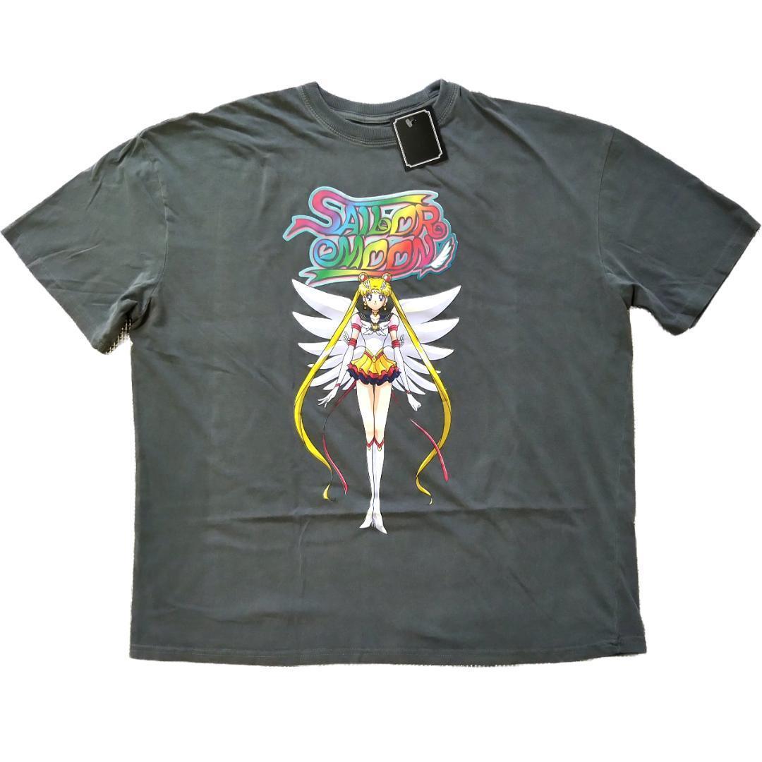セーラームーン 後染め加工オーバーサイズTシャツ グレー