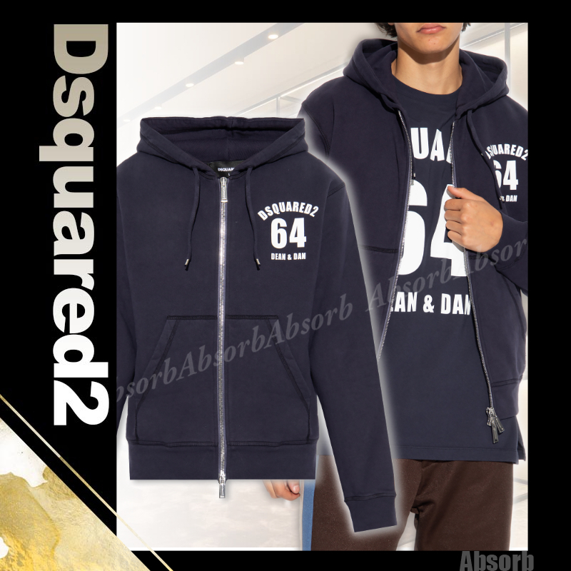 【23AW NEW】D SQUARED2 _men / ロゴ入り ジップアップパーカー