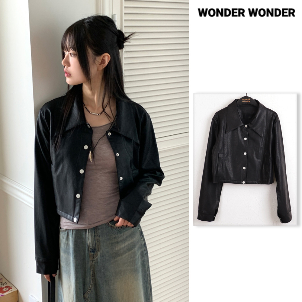【WONDER WONDER】23FW★ [MADE] wide collar crop leather JK