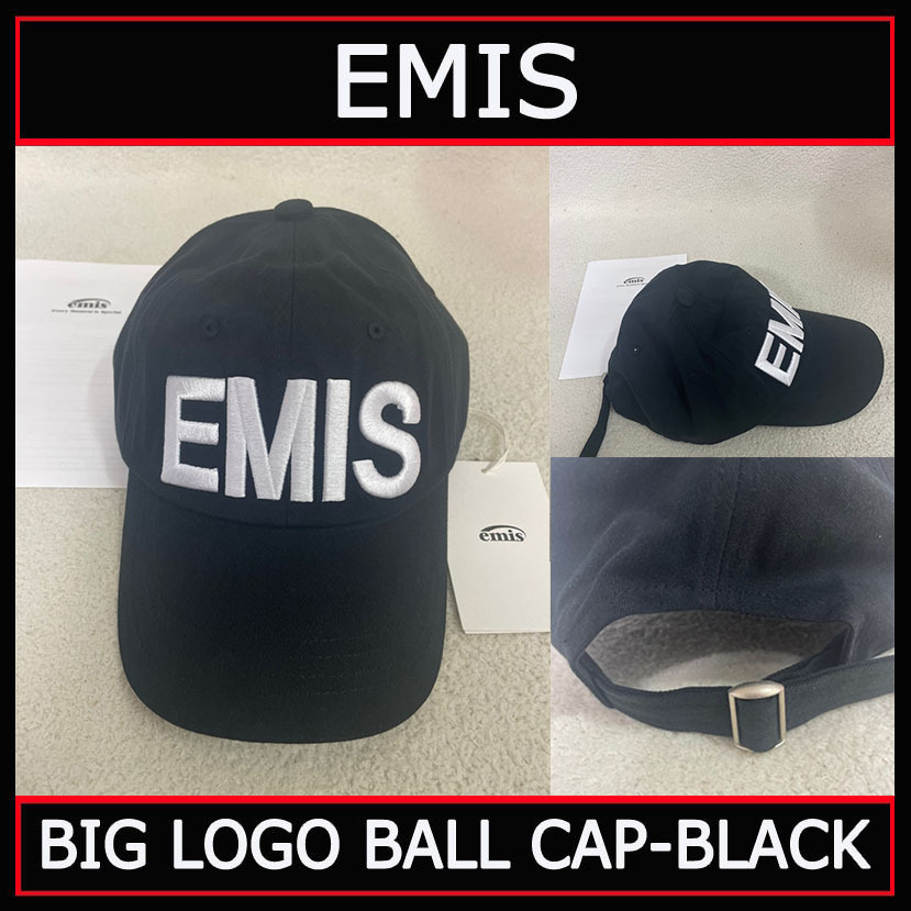 人気 ☆EMIS☆ BIG LOGO BALL CAP-BLACK
