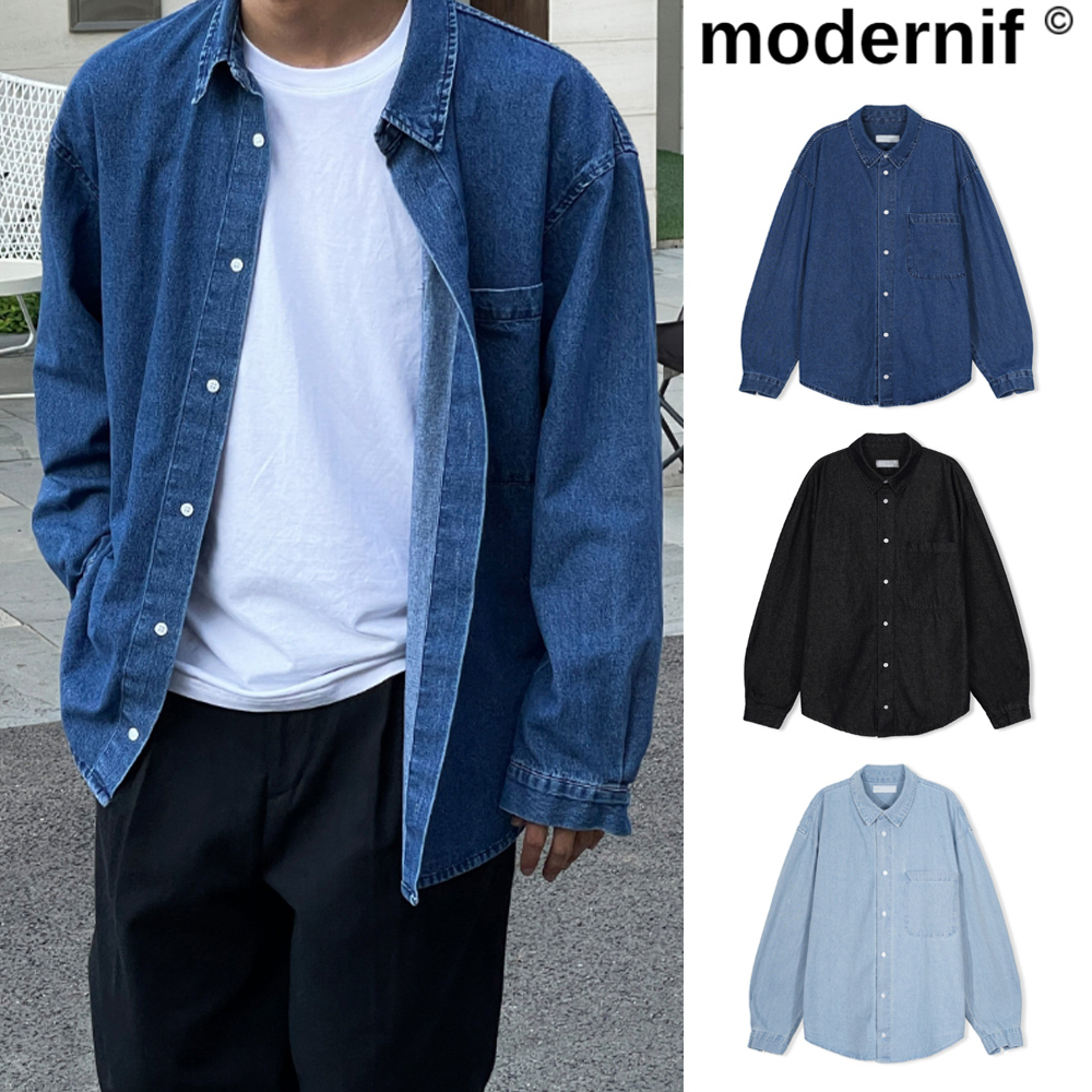 【MODERNIF】Glide Overfit Denim Shirt