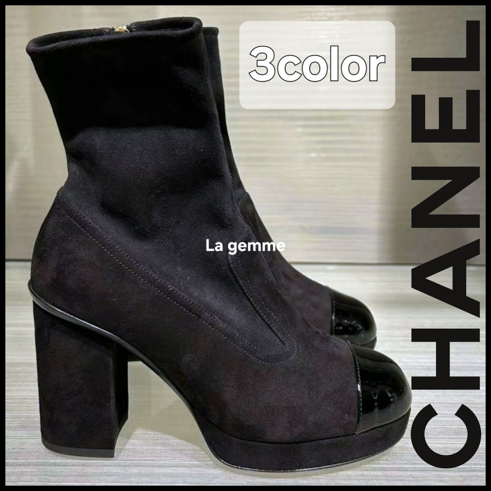 上質なスエード♪【CHANEL】CCロゴ ショートブーツ カーフスキン