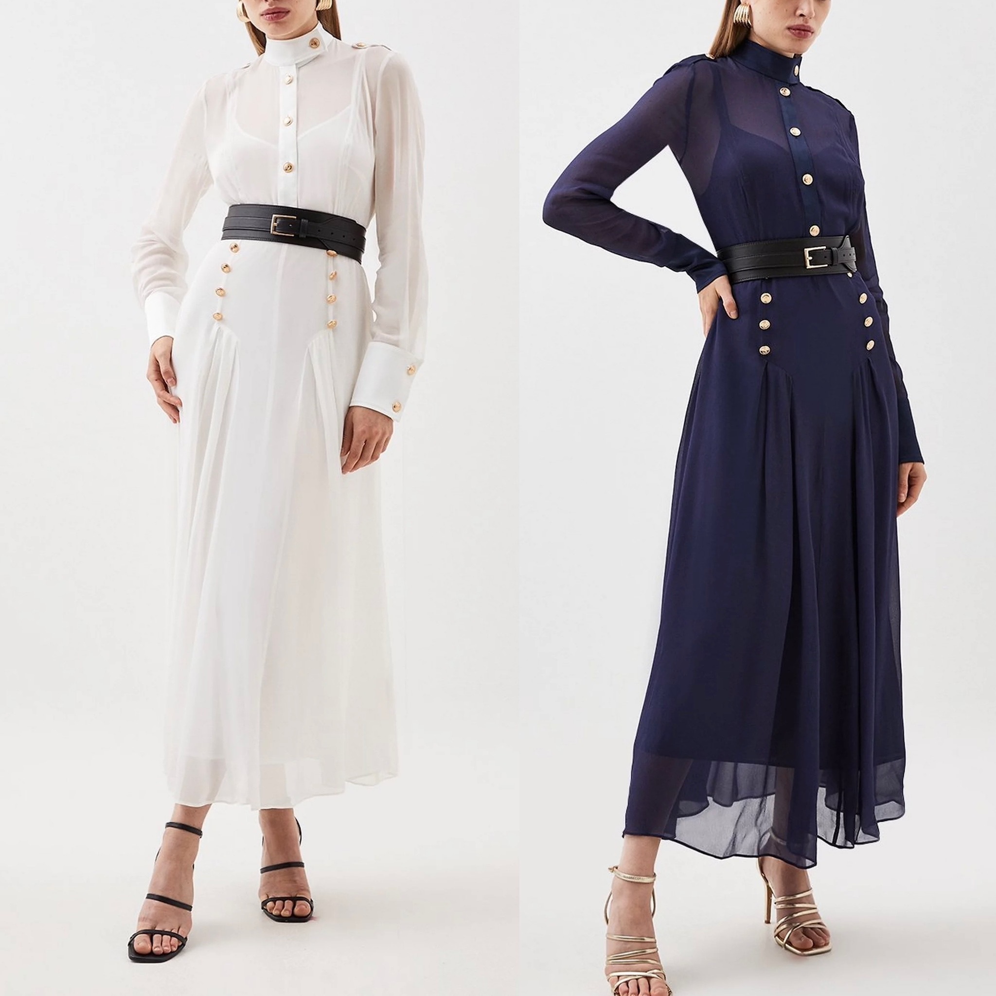 安心追跡【KAREN MILLEN】ベルト付きシアーミダクシードレス