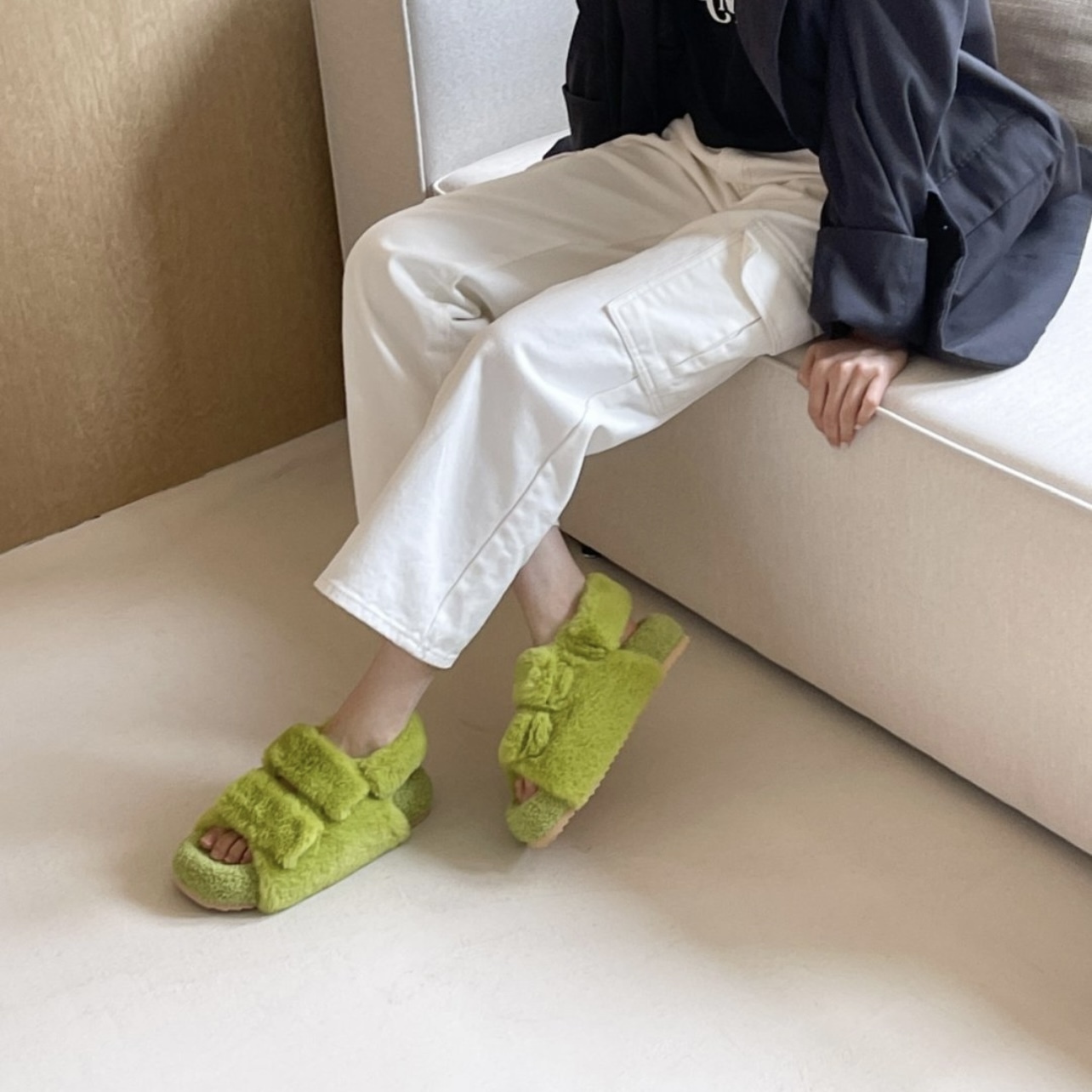 uni's room■4color もこもこフェイクファーサンダル SS-AW23-21 uni's room□4color もこもこフェイクファーサンダル SS-AW23-21