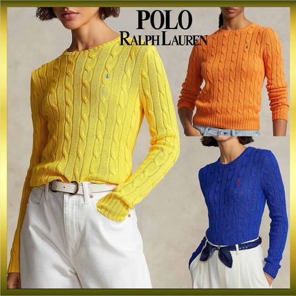 Ralph Lauren V-neck & Crew neck Crew Neck Casual Style Long Sleeves Plain Cotton