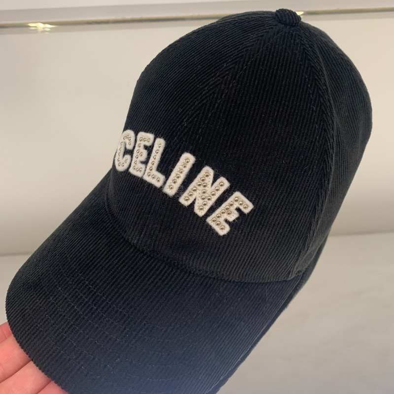 Celine コーデュロイキャップ 黒
