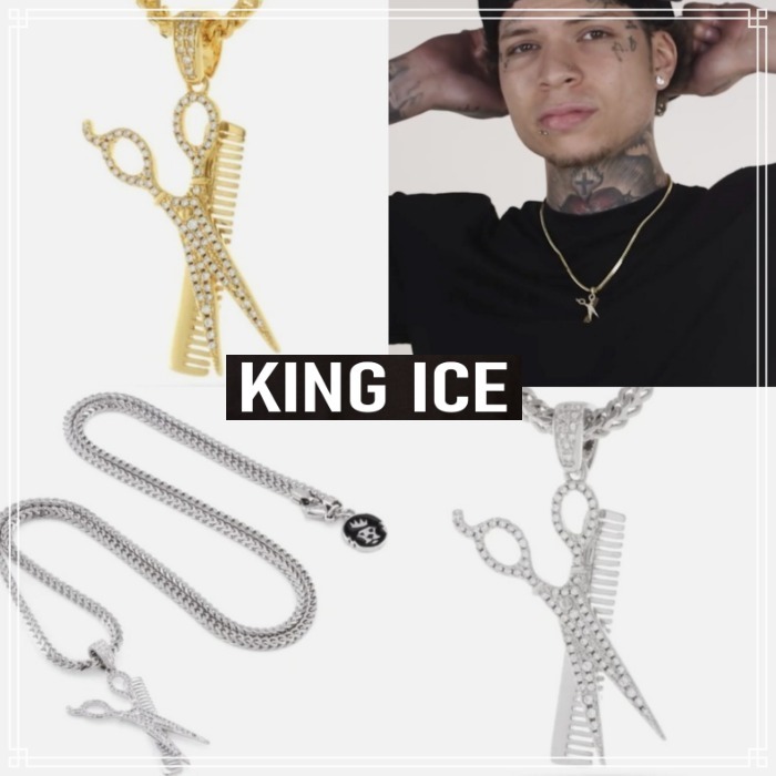 【King Ice】Barber Shop Comb and Scissors ネックレス 2色