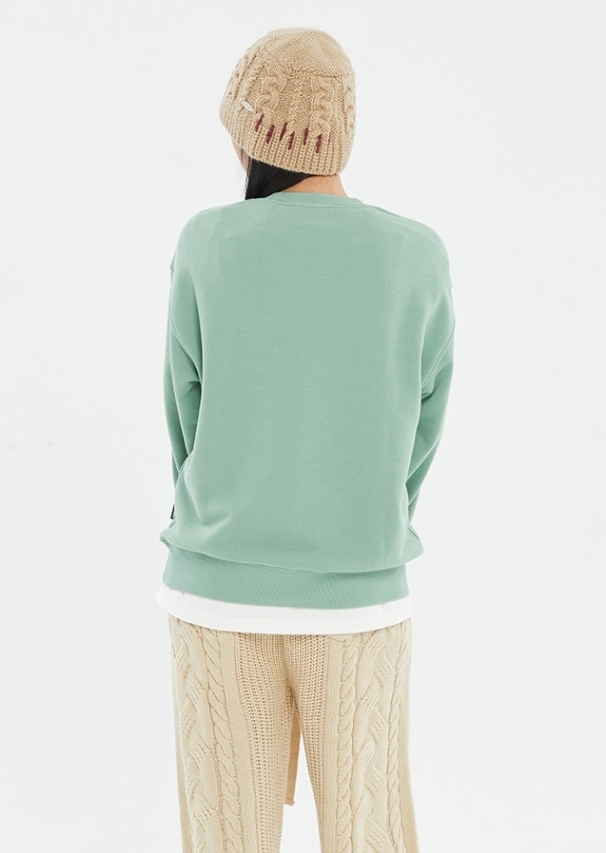 ROMANTIC CROWNのSTITCH SLOGAN FLOWER CREWNECK 全3色 ROMANTIC CROWN☆Unisex☆STITCH SLOGAN FLOWER CREWNECK_3色♪