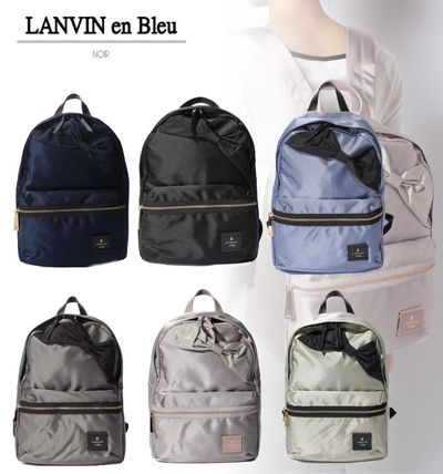 LANVIN en Bleu Backpacks Casual Style Unisex Street Style Plain Logo Backpacks