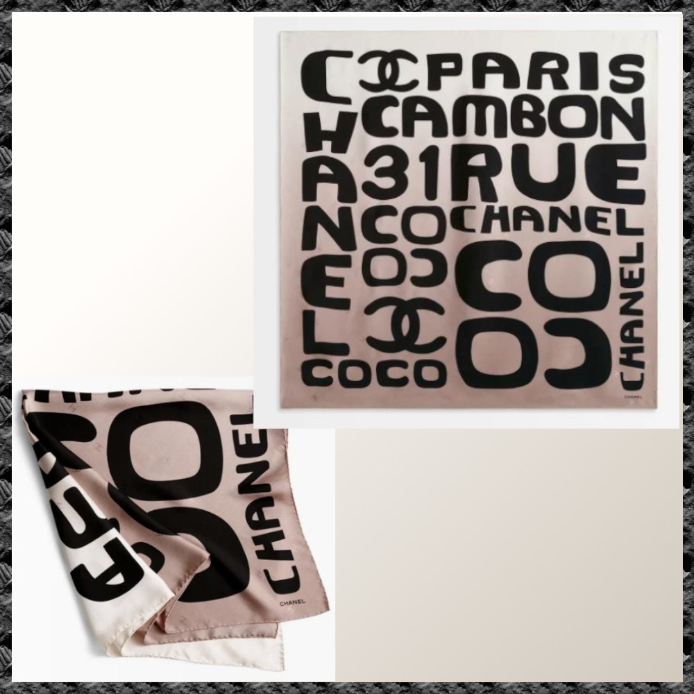 2023/24 AW◆送料込【CHANEL】スクエアスカーフ シルク ベージュ