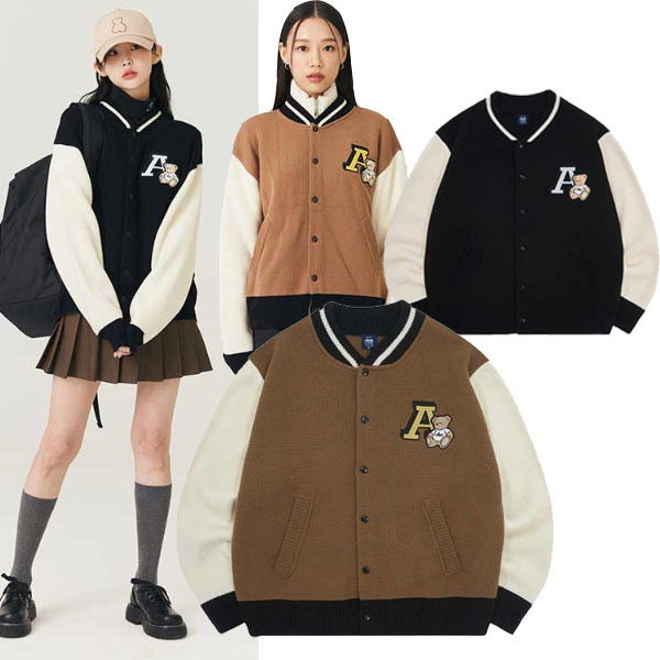 AQO STUDIO SPACE★A BEAR KNIT STADIUM JACKET