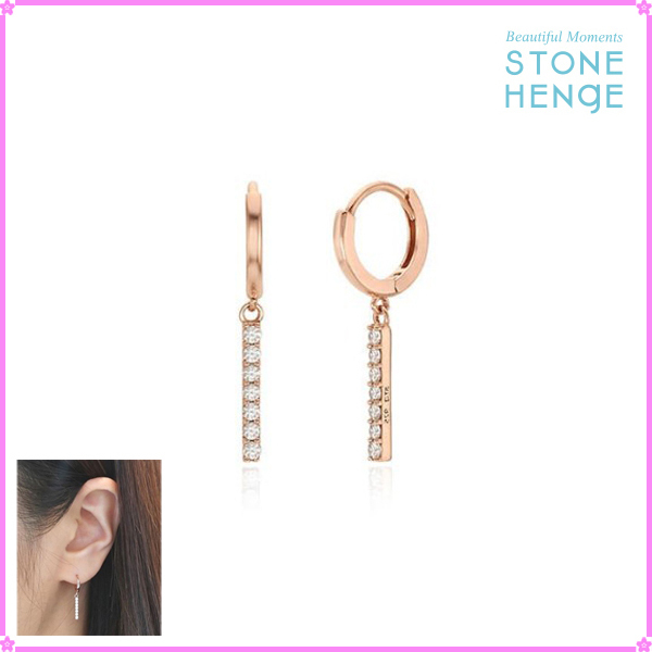 【STONEHENgE】Silver Material Stick Bar Drop Earrings SC1148