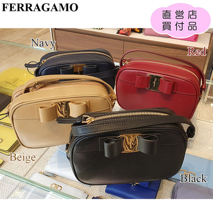 Salvatore Ferragamo Shoulder Bags Calfskin 2WAY Plain Leather Elegant Style Crossbody Logo