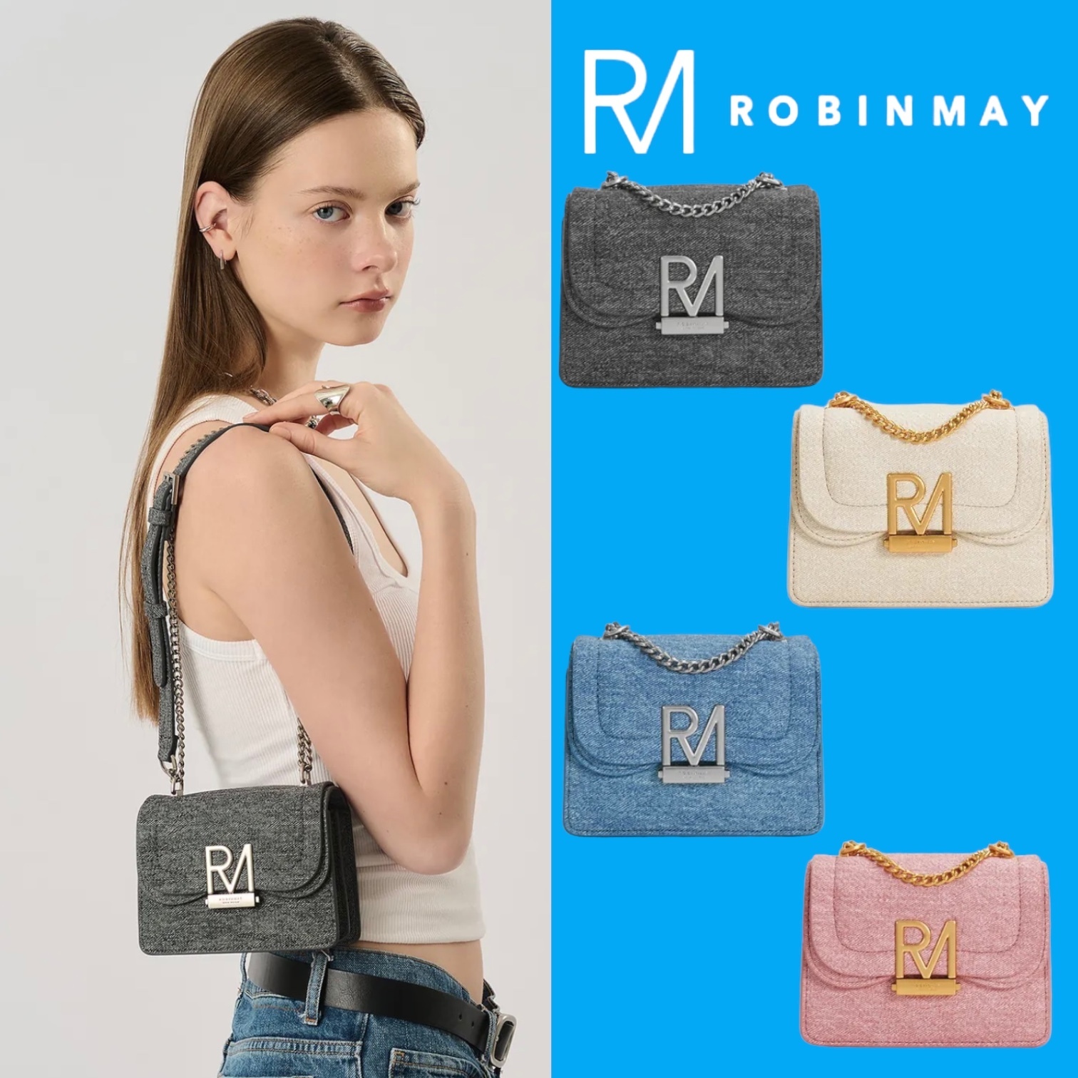 ★ROBINMAY Elly丹寧斜背包(S) ロゴ ショルダーバック/送料込