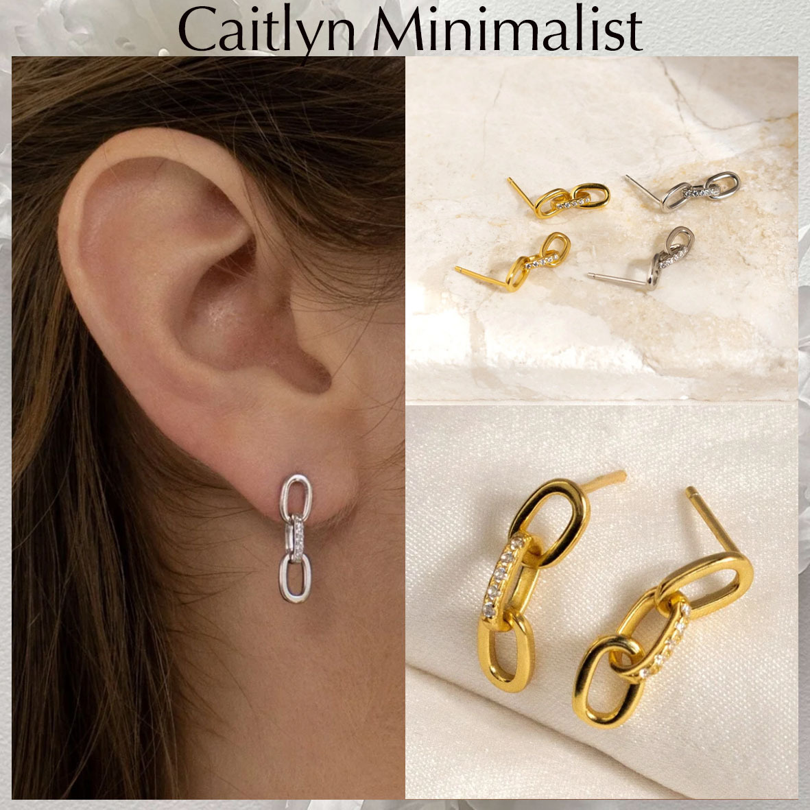 【CaitlynMinimalist】アミア パヴェ リンクピアス★金銀