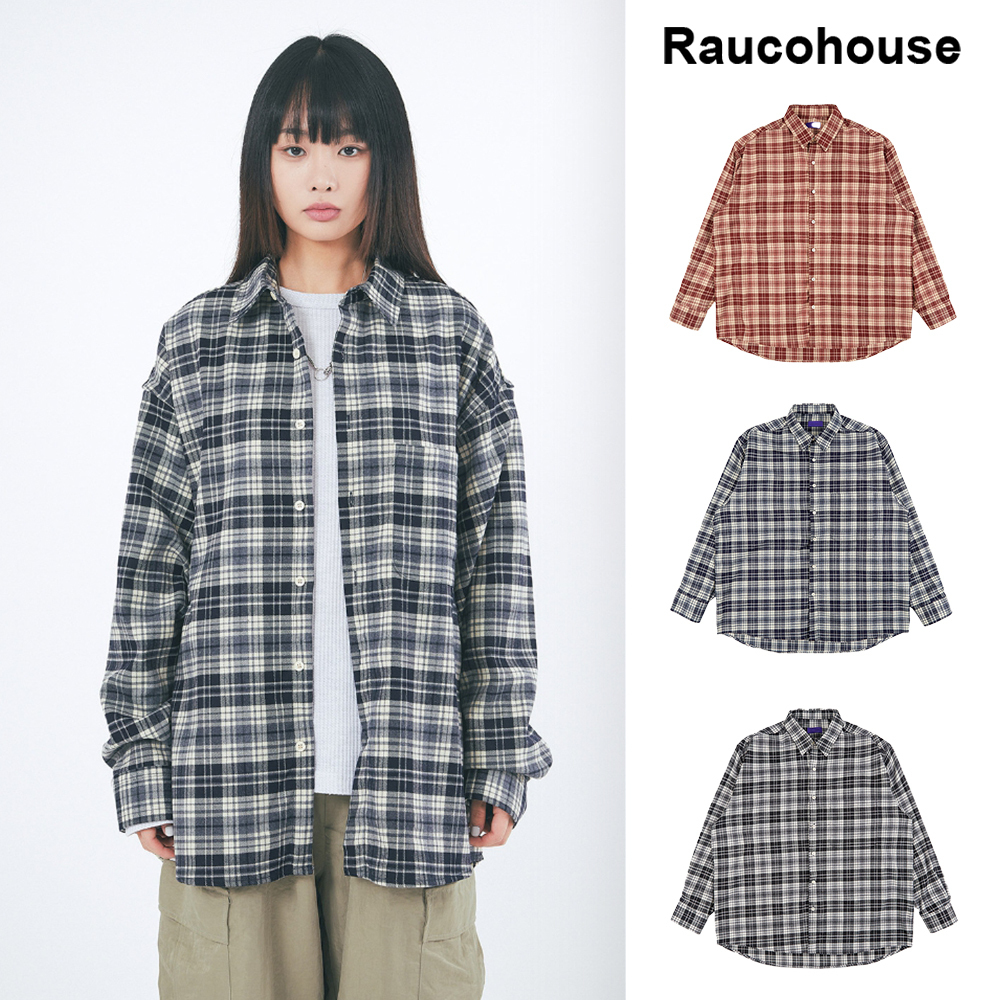 【Raucohouse】Daily heavy over glen check shirt