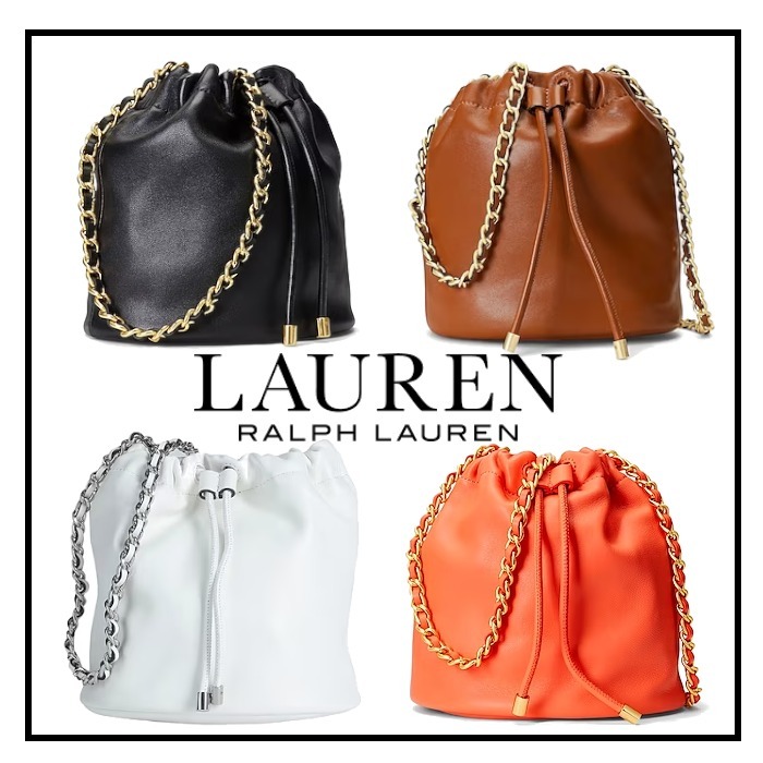 LAURENRALPHLAUREN 柔らかいシープスキンレザーショルダーバッグ