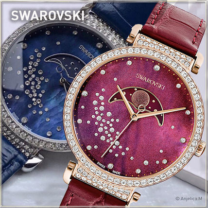 SWAROVSKI Analog Casual Style Unisex Blended Fabrics Round Party Style