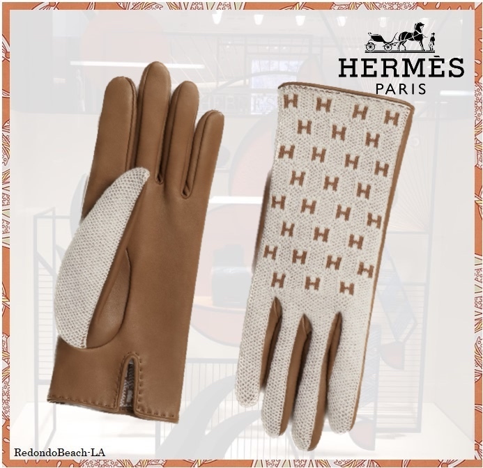 【手元から上品に】HERMES★Federica Gloves 手袋 「H」パターン