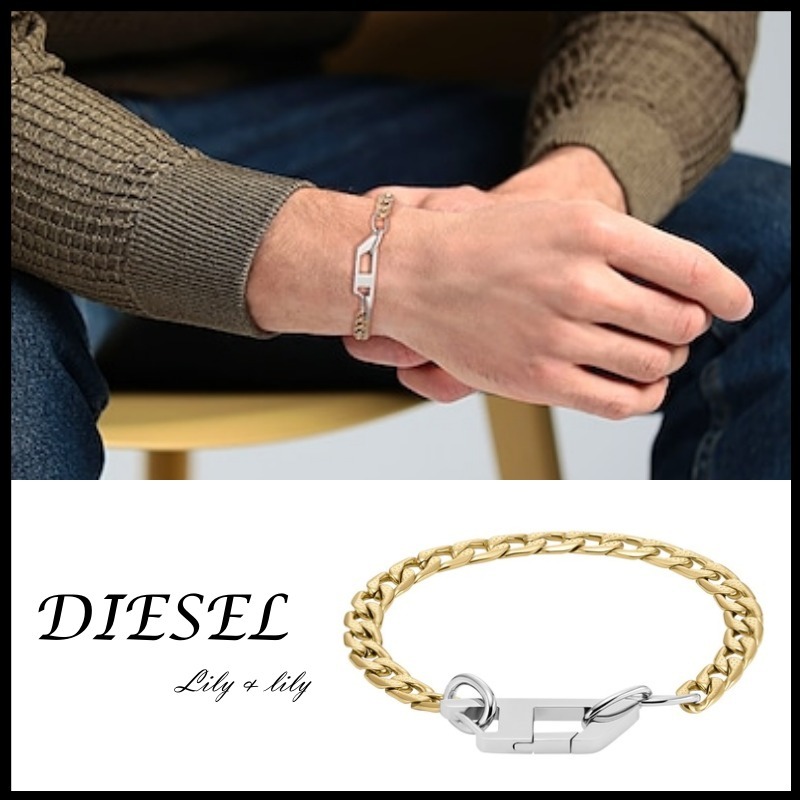 DIESEL ◆ディーゼル STEEL ロゴ ブレスレット◆関税送料込み