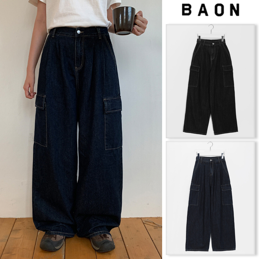 【BAON】Diman Stitch Banding Cargo Denim Pants