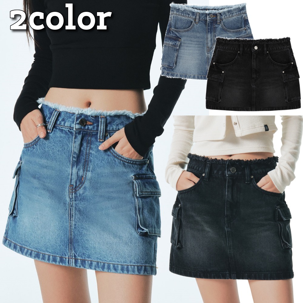 citybreeze★韓国★人気★(CTF3) CARGO DENIM MINI SKIRT 2色