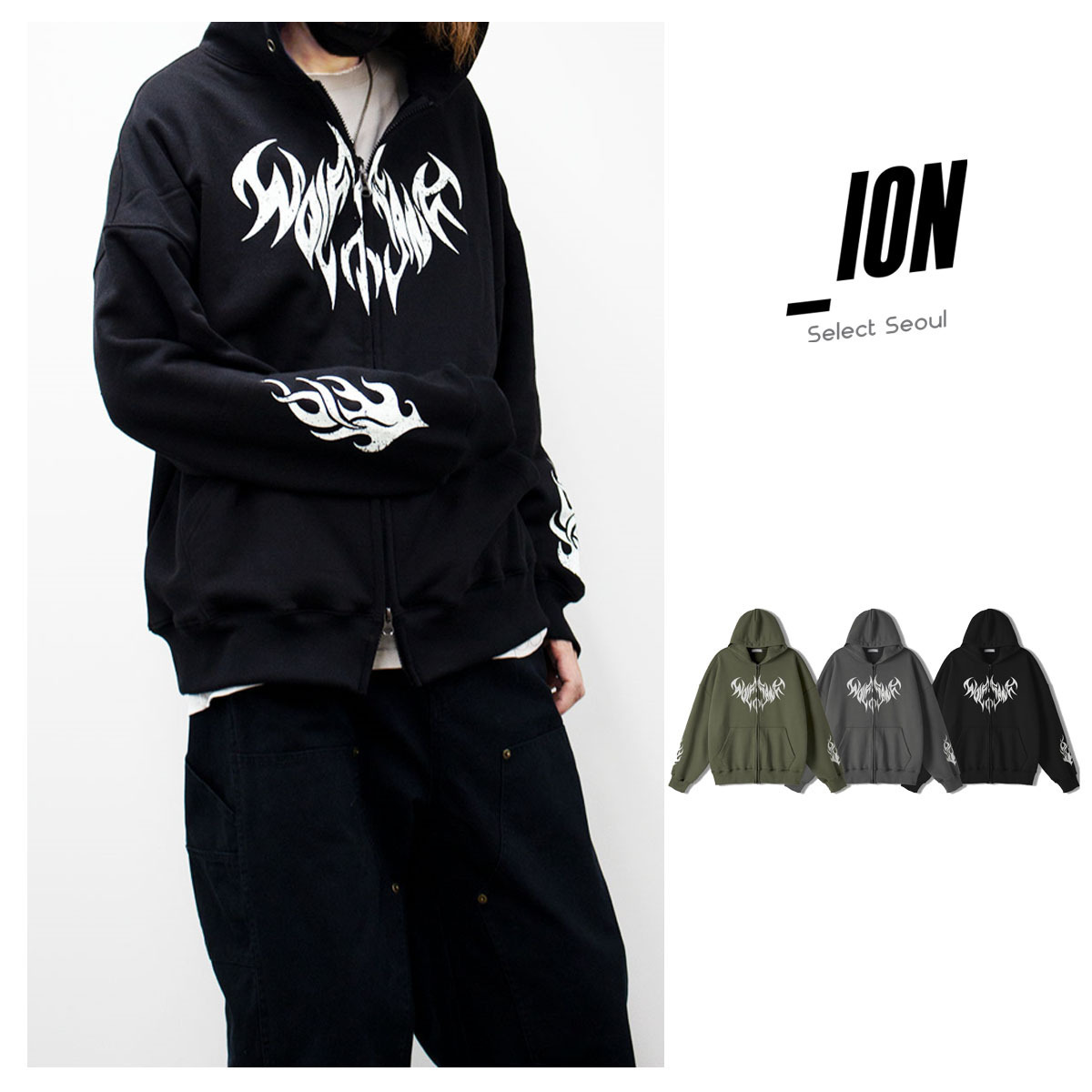 パーカー・フーディ IONSEOUL G BAT hood ZIP-UP (3color) BBJ431
