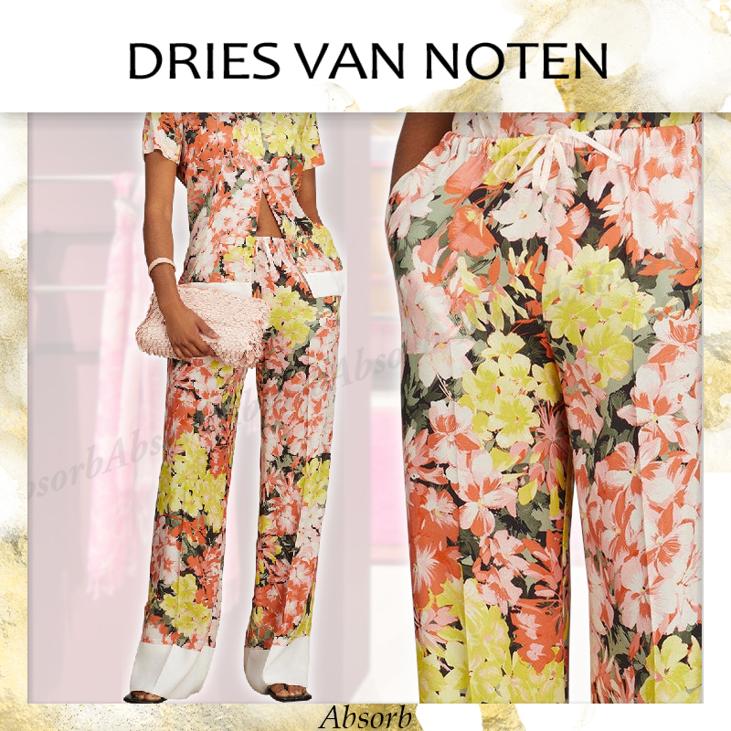 【23AW NEW】Dries Van Noten / Puvis 花柄 シルクロングパンツ