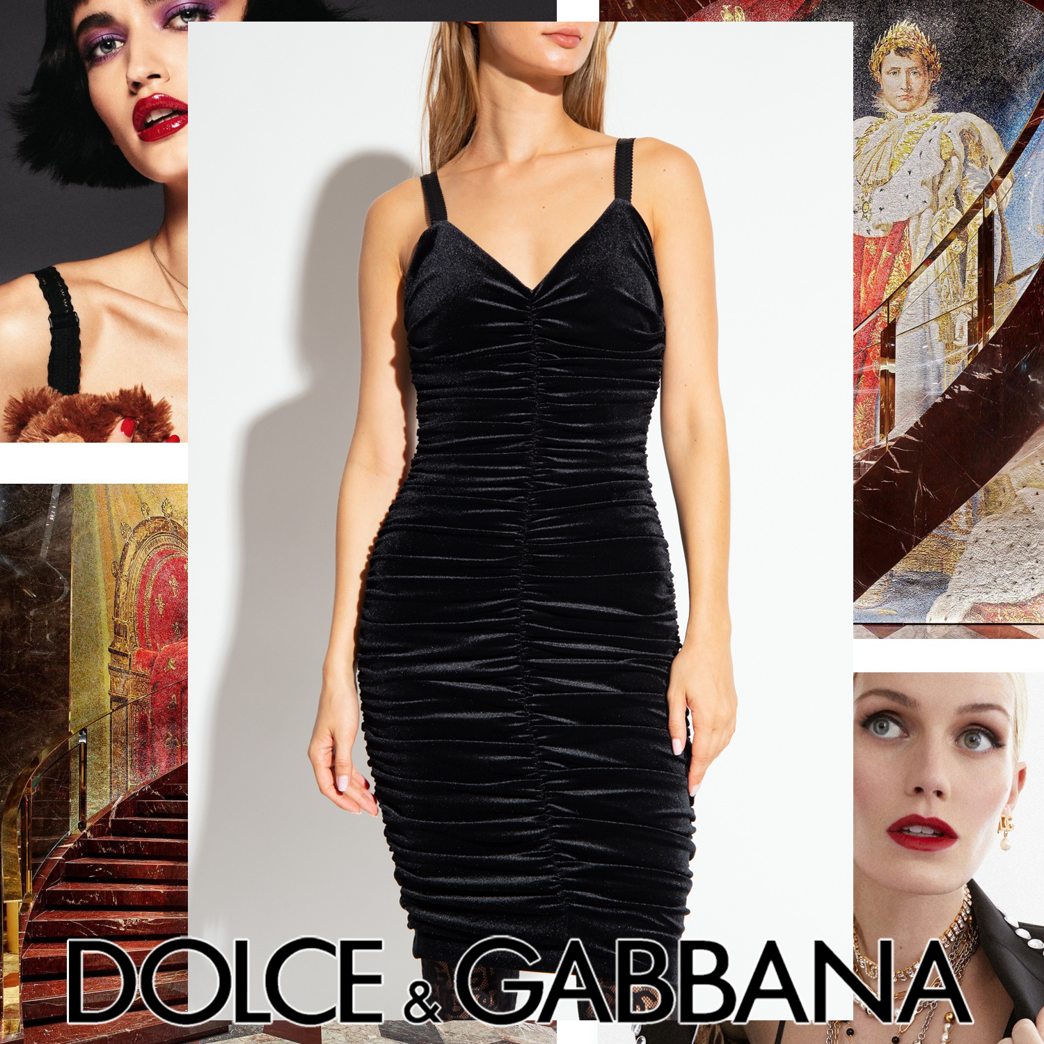 Dolce & Gabbana ベルベット ノースリーブドレス ブラック