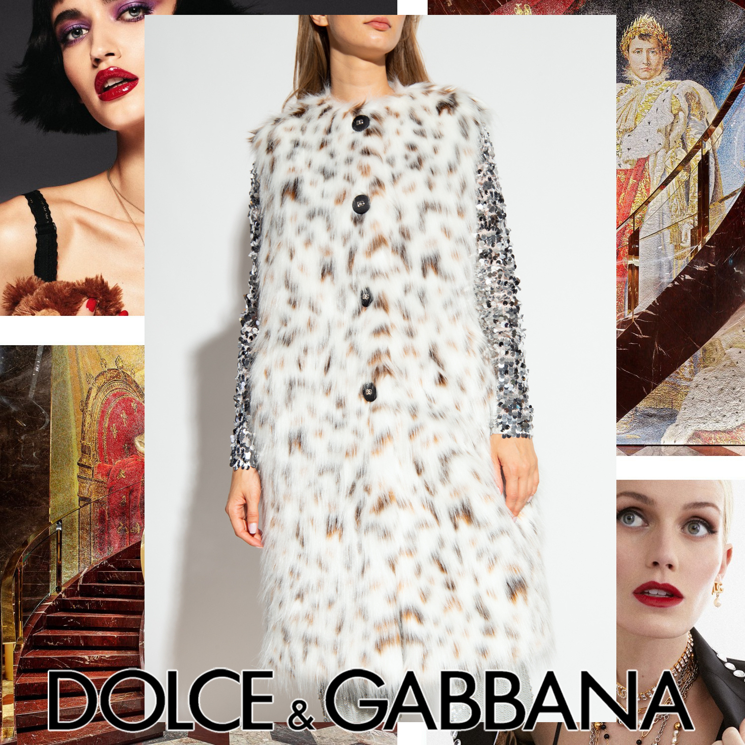 Dolce & Gabbana フェイクファー コート ホワイト