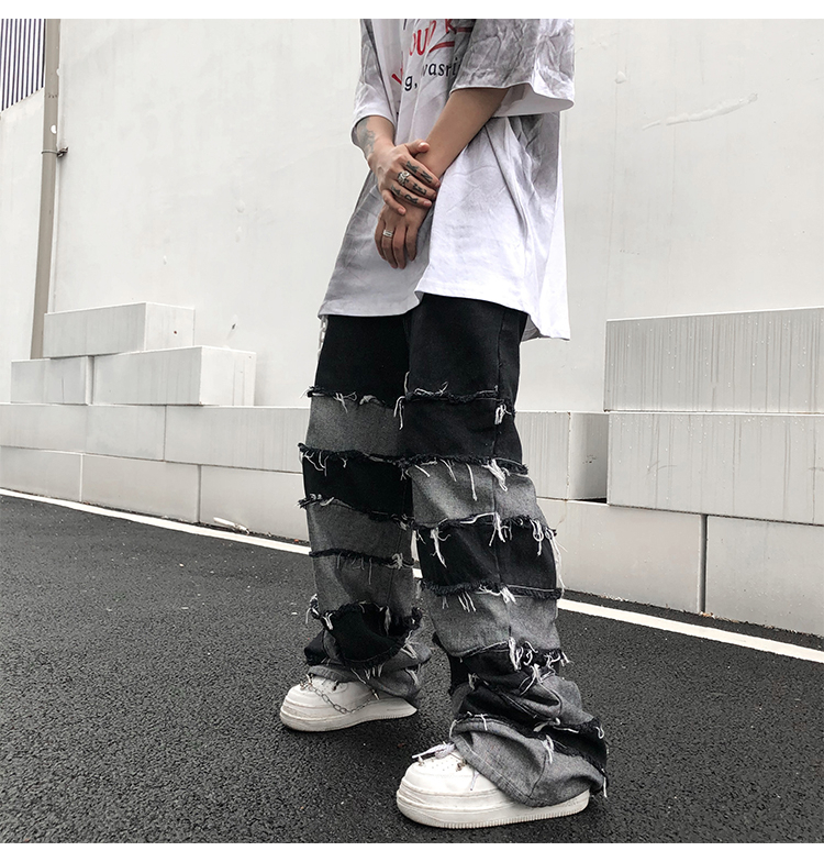 ダメージ ジーパン Gパン デニム ワイド クラッシュデニム 韓国