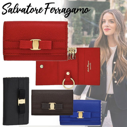 Salvatore Ferragamo Keychains & Bag Charms Calfskin Plain Leather Logo Keychains & Bag Charms