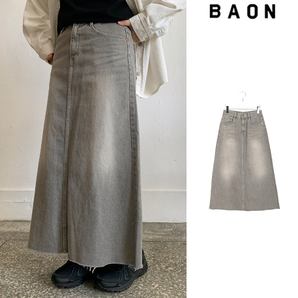【BAON】Sanveni Cutting Denim Long Skirt