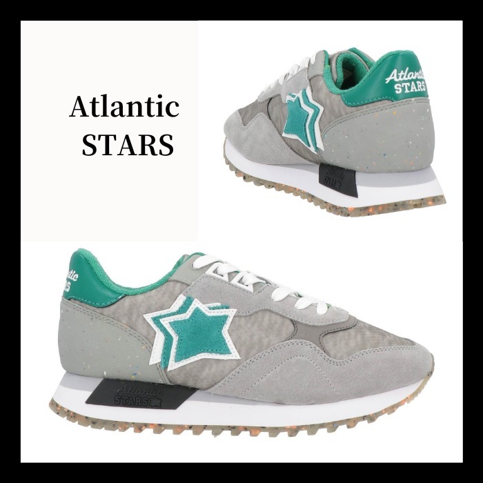 関税送料込【Atlantic STAR】レザーロゴ スニーカー グレー