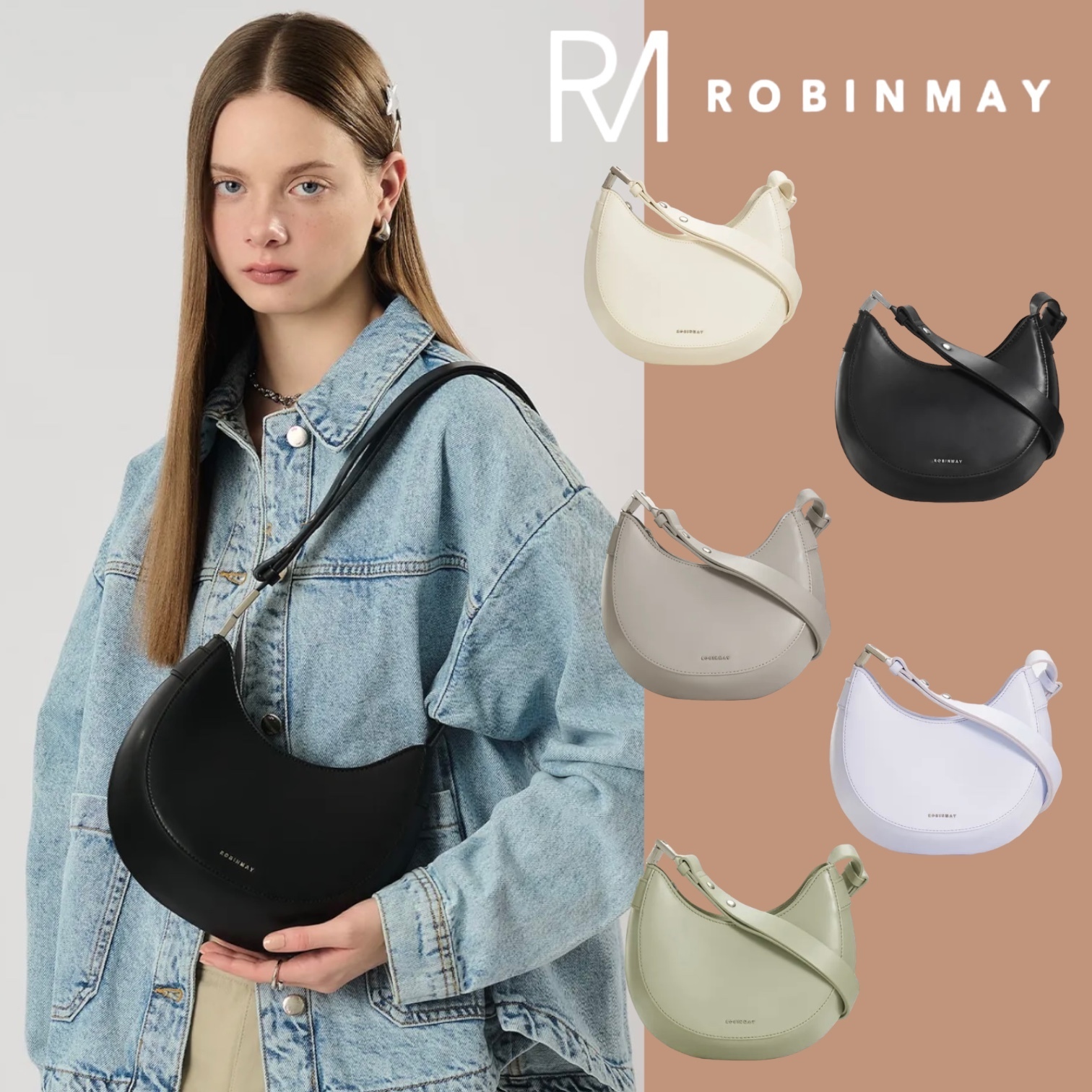 ★ROBINMAY晝日桂葉肩背包 半月型 2way ハンドバック/送料込