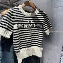 m582-32 イタリア製 Christian Dior 花 ビーズ 半袖ニット