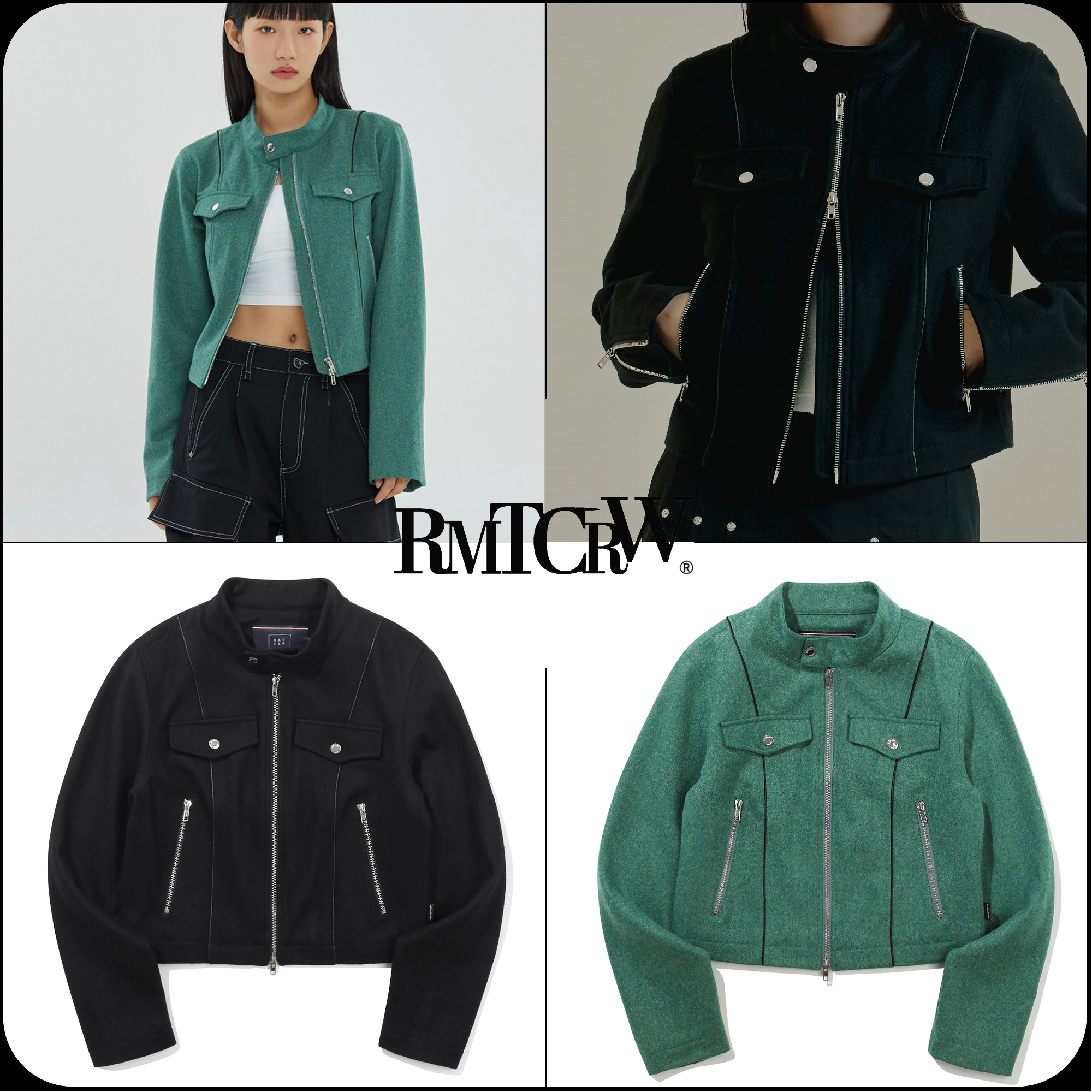 [ROMANTIC CROWN]★PIPING WOOL BIKER JACKET
