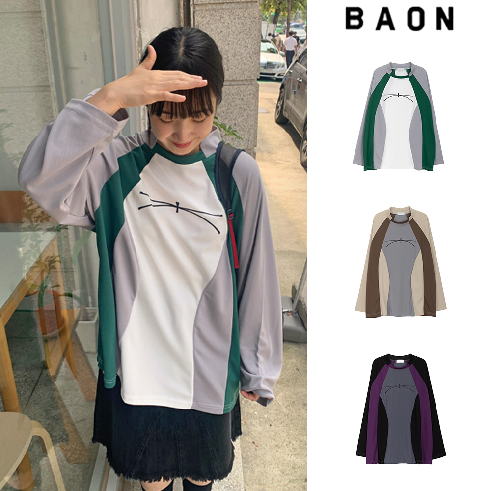 【BAON】[unisex] Donv Sporty Color Matching Over L/S T