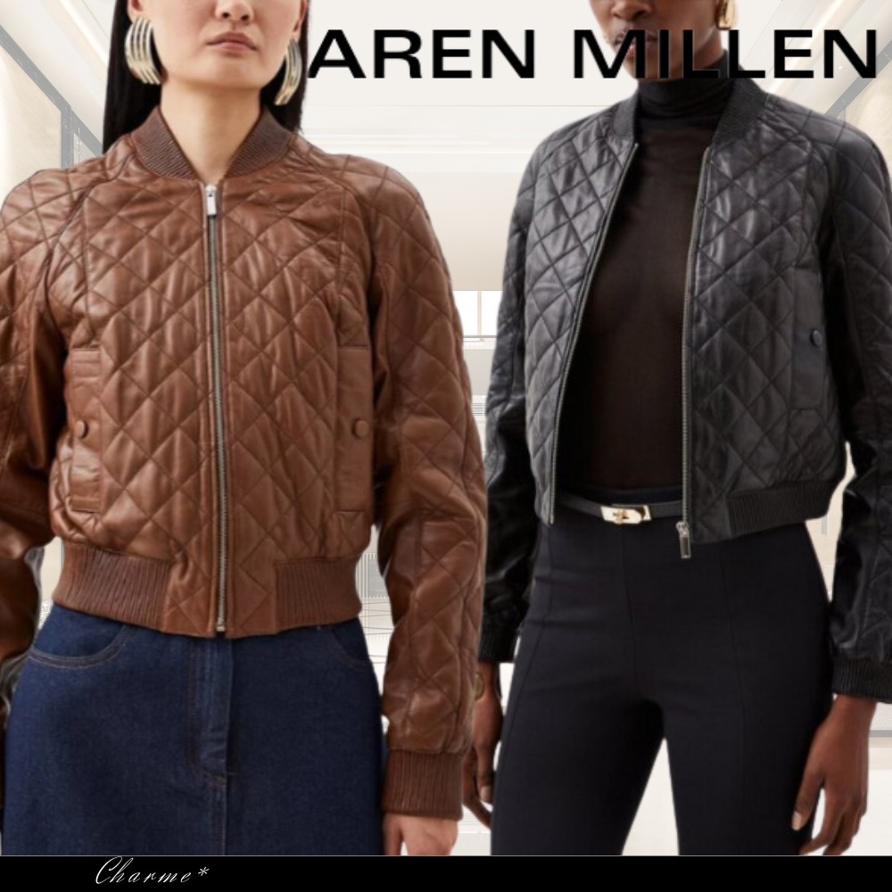 KAREN MILLEN レザー キルティング ボンバージャケット