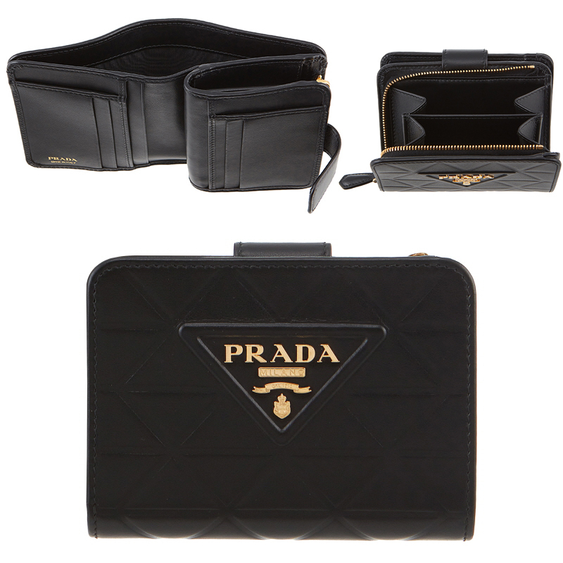 PRADA★トライアングルロゴ ソフトレザー 折りたたみ財布