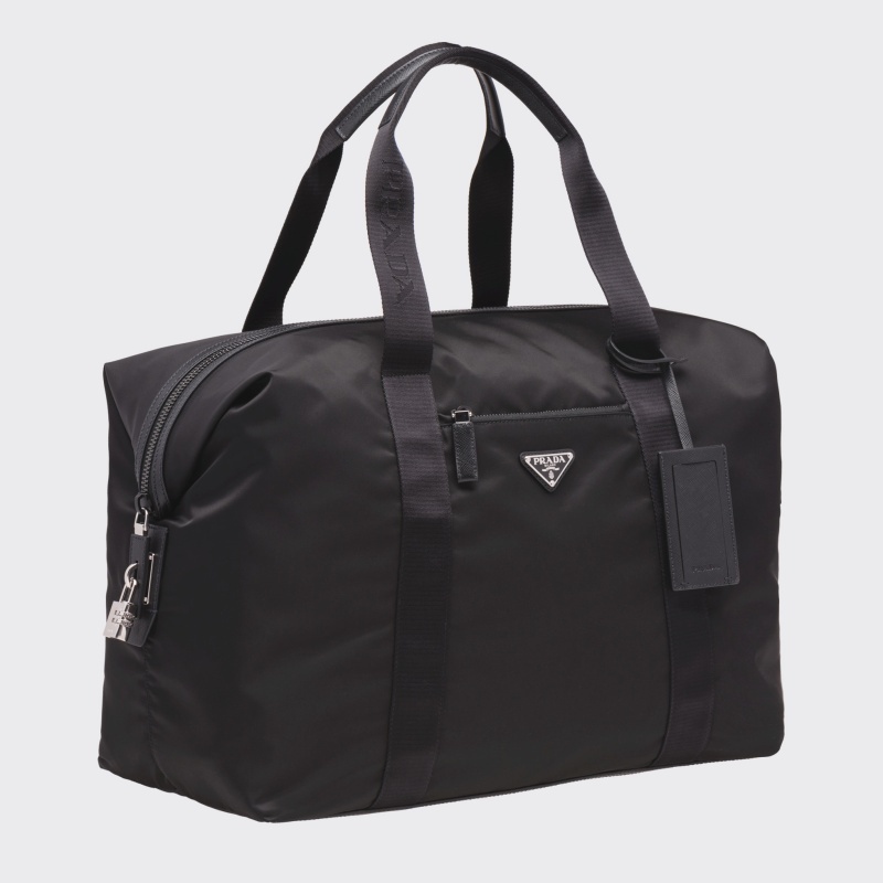 注目】PRADA◇リナイロン サフィアーノレザー ダッフルバッグ