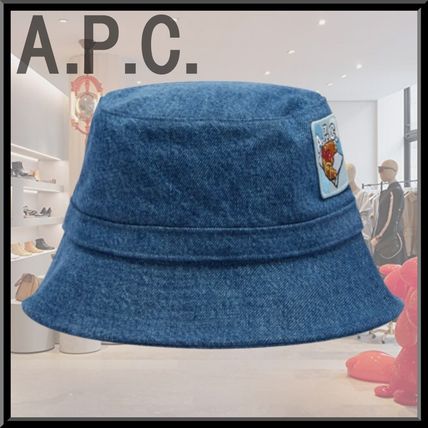 A.P.C. Wide-brimmed Hats Unisex Street Style Collaboration Bucket Hats Washed denim