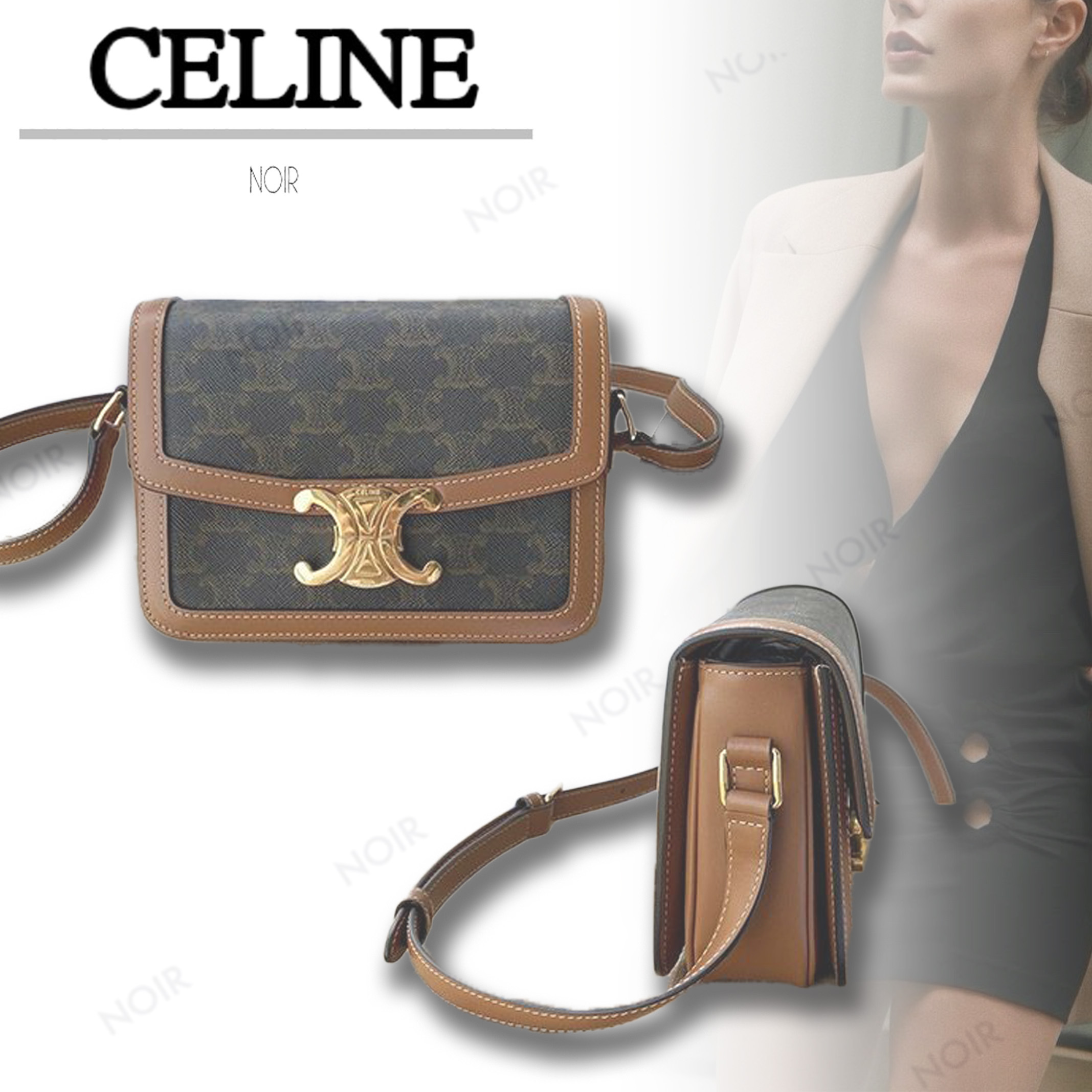 CELINE クラシック トリオンフバッグ キャンバス & カーフスキン