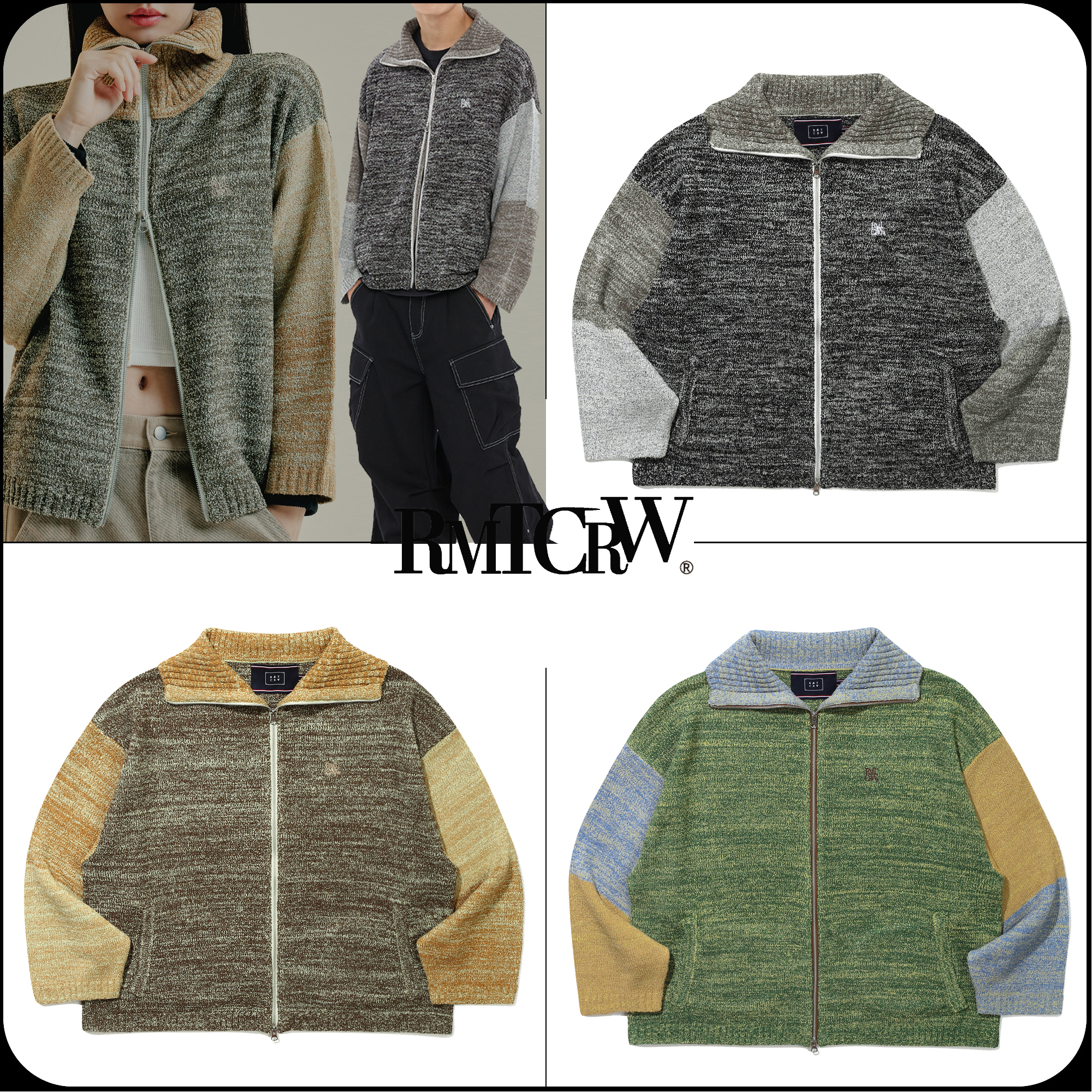 [ROMANTIC CROWN]★TONE VARIATION BOUCLE KNIT ZIP UP