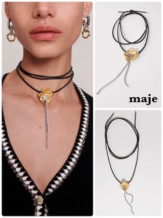 maje★ゴールドフラワーチョーカー maje【関税込】花 チョーカー ゴールドフラワー ラインストーン