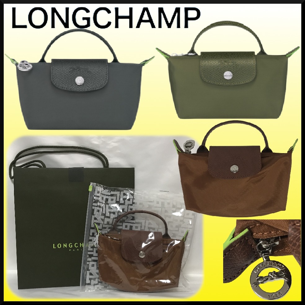 人気★Longchamp ル プリアージュ グリーン ポーチ ハンドル付