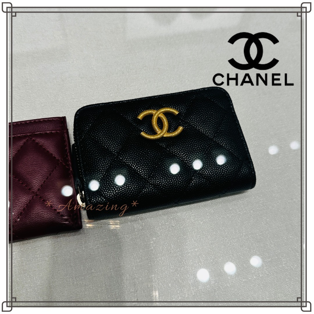 【内側のカラーがキュート♡】CHANEL ジップ コインパース