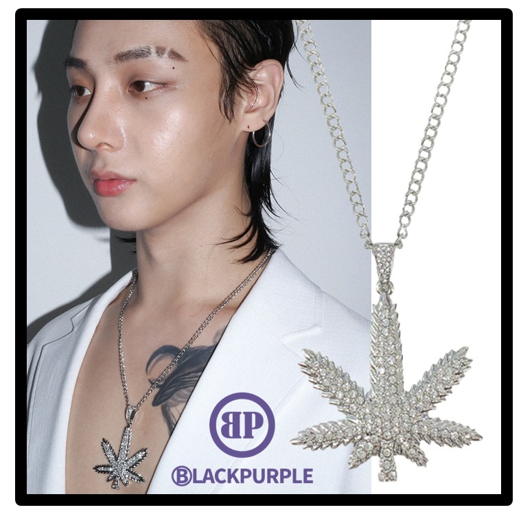 ★関税込★BLACKPURPLE★Grass Full Cubic Necklace★