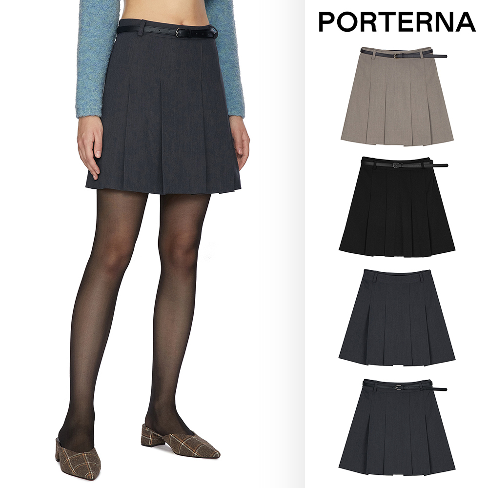 【PORTERNA】Beater pleats short skirt