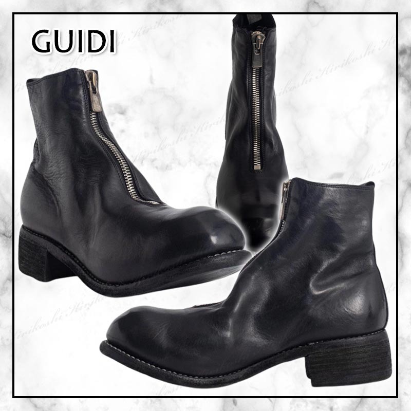 ◆GUIDI 23AW◆フロントジップ レザー アンクルブーツ / Black◆